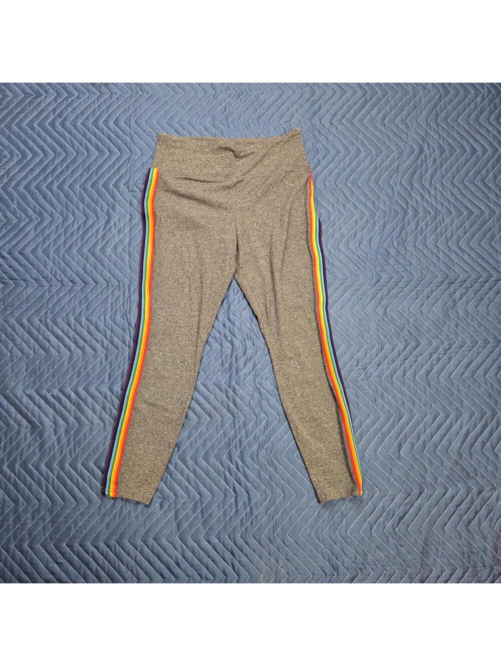Mossimo Y2K Heather Gray Rainbow Side Stripe Yoga pants sz M